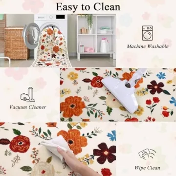 U'Artlines Indoor Door Mat Entrance Rug 2'x3'Soft Non Slip Machine Washable Rug Floral Small Area Rug Throw Rug Carpet for Entryway Front Door Kitchen Bathroom Bedroom Beige