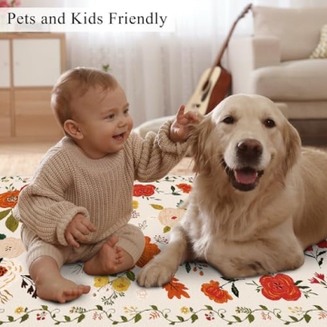 U'Artlines Indoor Door Mat Entrance Rug 2'x3'Soft Non Slip Machine Washable Rug Floral Small Area Rug Throw Rug Carpet for Entryway Front Door Kitchen Bathroom Bedroom Beige