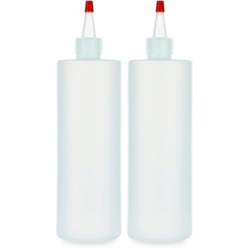 BRIGHTFROM Empty Squeeze Bottles 16 OZ, 2 PACK Squirt Containers with Red Top, BPA Free for Condimen...