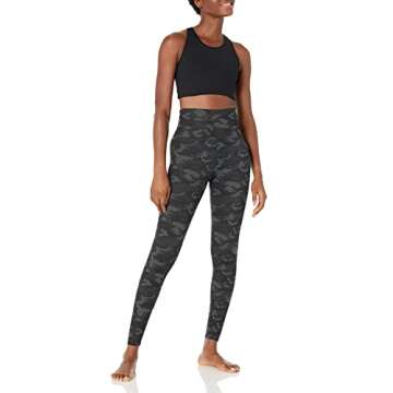 Core 10 Women's All Day Comfort High-Waist Full-Length Yoga Legging, Grey Heather, Camo, X-Small