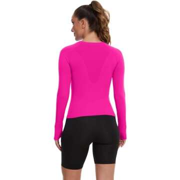 MathCat Seamless Workout Shirts for Women - Long Sleeve Athletic Tops