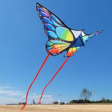 Simxkai 2 Pack Butterfly Kite for Kids & Adults, Easy to Fly Kite for Beginners, Each Kite with 300ft Line
