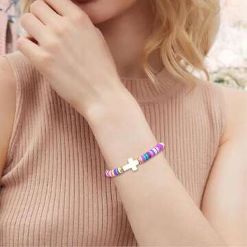 TOLOWOBK Cross Bracelet for Teen Girls, Adjustable Religious Jewelry