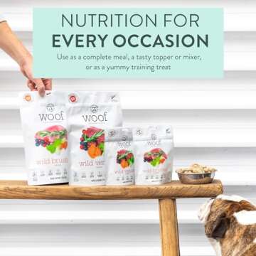 The New Zealand Natural Pet Food Co. Woof Freeze Dried Dog Food - Wild Venison, High Protein, Dog Food Topper & Dog Treats, All Life Stages, 1.76 oz
