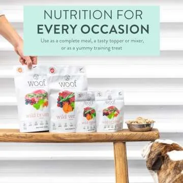 The New Zealand Natural Pet Food Co. Woof Freeze Dried Dog Food - Wild Venison, High Protein, Dog Food Topper & Dog Treats, All Life Stages, 1.76 oz