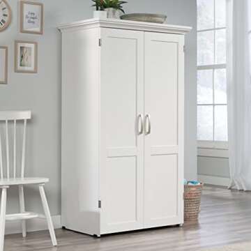 Sauder Miscellaneous Storage Craft & Sewing Armoire with Power Strip, Soft White Finish, Perfect for...