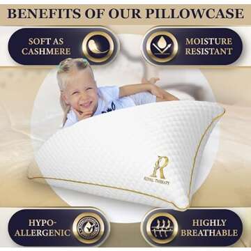 Royal Therapy Queen Memory Foam Pillow, Adjustable Shredded Odor-Free Pillow for Neck & Shoulder Pain Relief, Support for Back, Stomach, Side Sleepers, CertiPUR-US