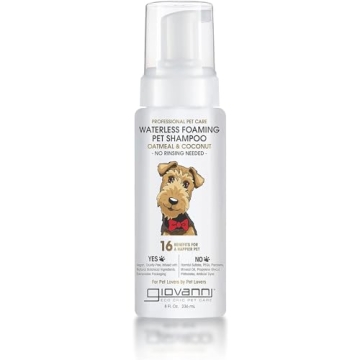 GIOVANNI Professional Foaming Waterless Pet Shampoo - Oatmeal & Coconut for Fresh Fur