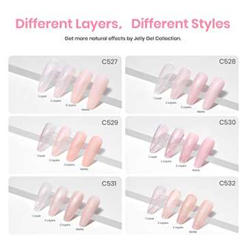 beetles Gel Polish 6 Pcs Jelly Shimmer Giltter Nails Lady with Dreams Collection Transparent Pink Beige Gel Nail Art Soak Off Nail Uv Lamp Needed Diy Nail Art Manicure