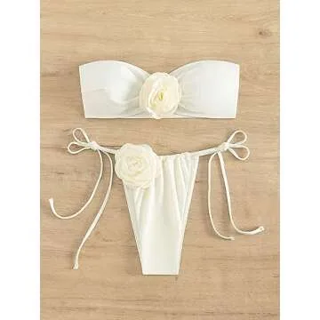 Stylish GORGLITTER Floral Strapless Bikini for Women