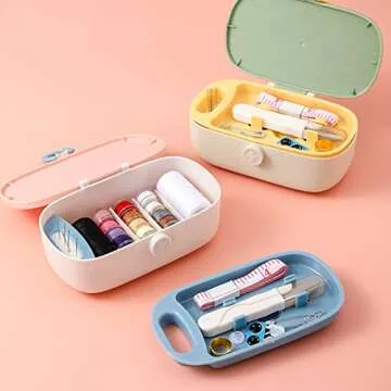 Sewing Kit, Portable Travel Sewing Kit for Adults, Needle and Thread Kit Plastic Sewing Box Small Se...