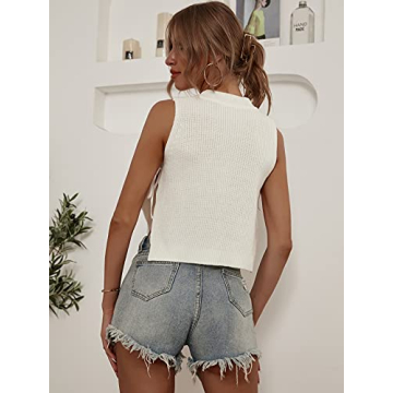 Stylish Mock Neck Sleeveless Knit Crop Tank Top for Women