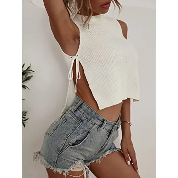 Stylish Mock Neck Sleeveless Knit Crop Tank Top for Women