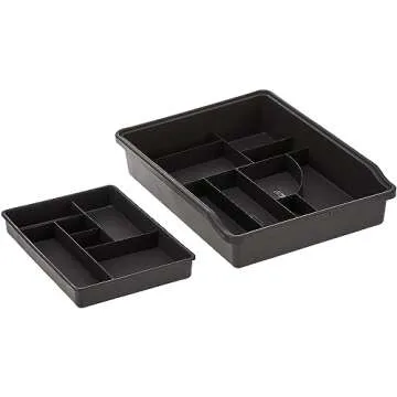 Madesmart 23-Compartment Original Junk Drawer Organizer Tray, Plastic Multipurpose Storage Bin for Drawers, Granite