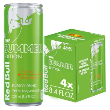 Red Bull Green Edition Energy Drink - Curuba Elderflower, 4-Pack, 80mg Caffeine