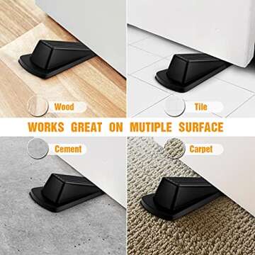 Crosize 1 Pack Door Stoppers for Bottom of Door, Premium Rubber Door Stops, Sturdy Door Wedge for Carpet, Tile, Concrete, Wood, Door Holder for Heavy Duty Door, Black