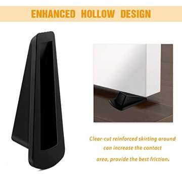 Crosize 1 Pack Door Stoppers for Bottom of Door, Premium Rubber Door Stops, Sturdy Door Wedge for Carpet, Tile, Concrete, Wood, Door Holder for Heavy Duty Door, Black