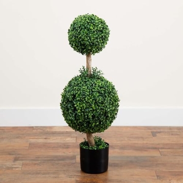 Stunning Nearly Natural 35IN Artificial Double Boxwood Topiary