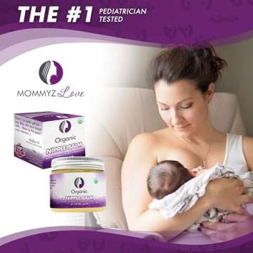 Mommyz Love Nipple Cream for Breastfeeding - Nipple Butter to Soothe Sore Dry & Cracked Nipples After a Single Use - Pediatrician Tested & USDA Certified Organic - Soothing & Moisturizing Nipple Cream