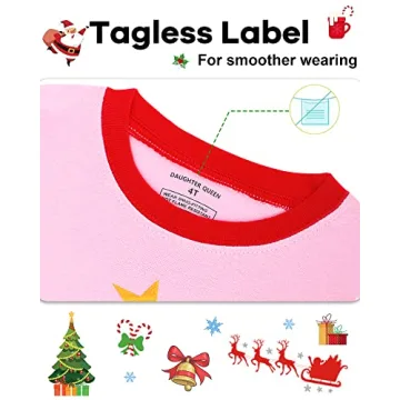 DAUGHTER QUEEN Girls Christmas Pajamas - 100% Cotton Pj Sets