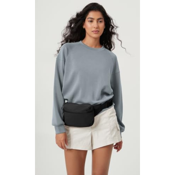 ODODOS 2L Belt Bag for Women Men, Crossbody Fanny Packs with Adjustable Strap Waist Pouch for Workout Hiking Running Travel, Black