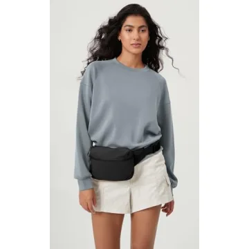 ODODOS 2L Belt Bag for Women Men, Crossbody Fanny Packs with Adjustable Strap Waist Pouch for Workout Hiking Running Travel, Black