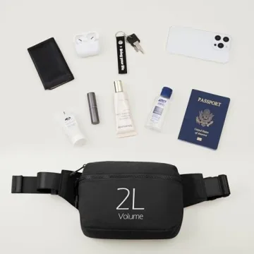 ODODOS 2L Belt Bag for Women Men, Crossbody Fanny Packs with Adjustable Strap Waist Pouch for Workout Hiking Running Travel, Black