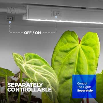 Barrina Grow Lights for Indoor Plants, 5000K White Full Spectrum LED Growing Lamp, 1FT T5 Plant Light Strip for Seed Starting, Vegetables, Plug and Play, 4-Pack