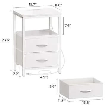 Huuger Nightstand with Charging Station for Modern Homes
