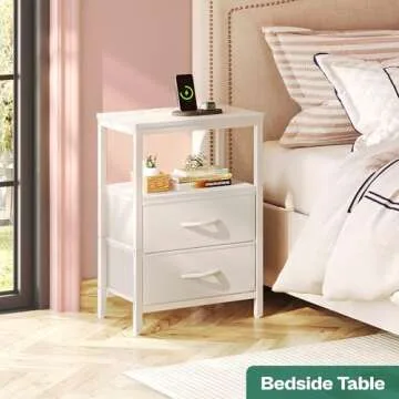 Huuger Nightstand with Charging Station for Modern Homes