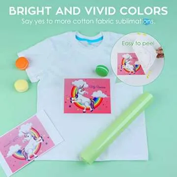 HTVRONT Clear Sublimation HTV Glossy - 12" X 5FT Upgraded Sublimation Vinyl - Vivid Colors Clear Dye Sub HTV for Light-Colored Cotton Fabric