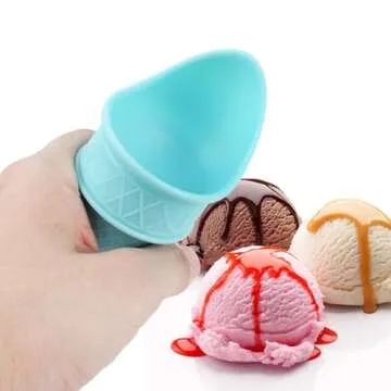 Generic Ice Cream Cone Scoop - 2Pcs Ice Cream Cone Holder, Reusable Mini Ice Cream Cones, Ice Cream Cup Spoon For Party Gifts, small