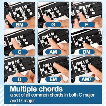 Guitar Aid Chords Trainer, Chord Learning System Guitar Aid Chord Tool Guitar Chord Presser Guitar Assisted Learning Tool Essential Guitar Accessories for Beginners(Black)