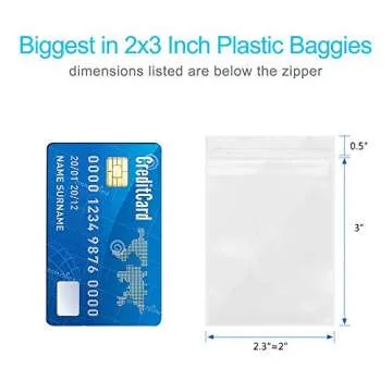 2" x 3" Resealable Plastic Bags, 200 Count Small plastic bags, 2 Mil Thick Self Locking Transparent Poly Bags, All Purpose Storage Baggies for Jewelry Supplies, pill, Beads, Screws, Small Items
