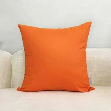 Thmyo 4-Pack 100% Cotton Comfortable Solid Decorative Throw Pillow Cases Fall Square Cushion Cover Pillowcases Sublimation Blank Halloween Thanksgiving DIY Throw Pillowcases(18x18inch/45x45cm,Orange)