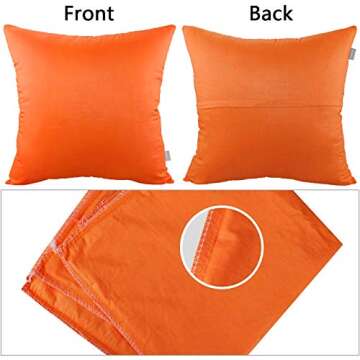 Thmyo 4-Pack 100% Cotton Comfortable Solid Decorative Throw Pillow Cases Fall Square Cushion Cover Pillowcases Sublimation Blank Halloween Thanksgiving DIY Throw Pillowcases(18x18inch/45x45cm,Orange)