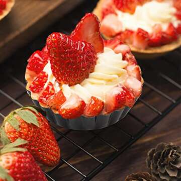 Cyimi 12 Pcs Mini Tart Pans with Removable Bottoms