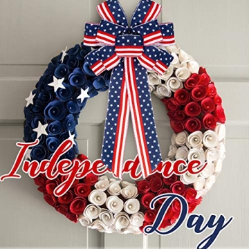 Whaline Patriotic Wreath Bow Stars and Stripes Decoration