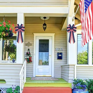 Whaline Patriotic Wreath Bow Stars and Stripes Decoration