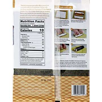 Yamamotoyama Ariake Premium Japanese Nori Roasted Seaweed, Top Quality, 0.88 Ounce