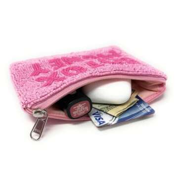 Pink Botox Money Beaded Coin Purse, Coin Pouch, Smalls Wallets for Her, Birthday Gifts, Botox Money Pouch, Pink Pouch Purse