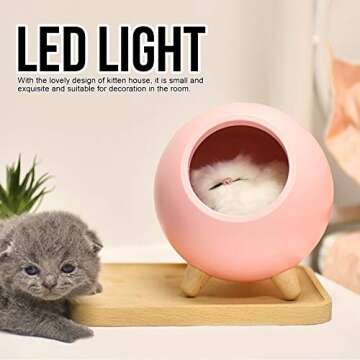 Yosoo Cat Pet House, Cute Cat Night Light Little Pet House USB Charging LED Night Lamp Bedroom Lighting Lamp()