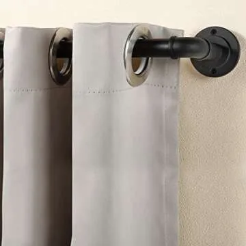 Rustic Curtain Rod, Industrial Curtain Rods for Windows 66 to 120 Inches, Blackout Wrap Around Curtain Rod, for Indoor and Outdoor, Simple Modern Design, 72 to 144 Inches, Black