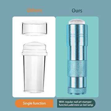 ANGNYA Nail Art Stamper with Mini UV LED Lamp, Portable Nail Dryer, Clear Jelly Silicone, DIY Nail Decor, Quick-Drying