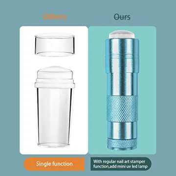 ANGNYA Nail Art Stamper with Mini UV LED Lamp, Portable Nail Dryer, Clear Jelly Silicone, DIY Nail Decor, Quick-Drying