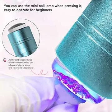 ANGNYA Nail Art Stamper with Mini UV LED Lamp, Portable Nail Dryer, Clear Jelly Silicone, DIY Nail Decor, Quick-Drying