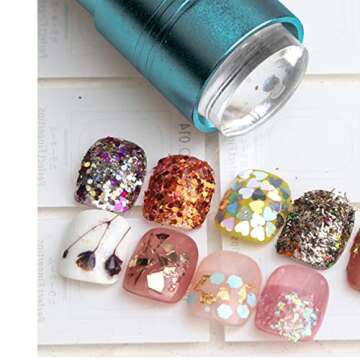 ANGNYA Nail Art Stamper with Mini UV LED Lamp, Portable Nail Dryer, Clear Jelly Silicone, DIY Nail Decor, Quick-Drying