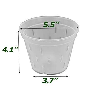 TRUEDAYS Clear Orchid Pots with Holes Plastic Flower Planter 5.5 inch 4 Pack