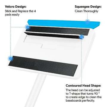 Cleaning Tools for Baseboard, Baseboard Cleaner Tool with Handle, 4 Reusable Cleaning Pads Wall Clea...