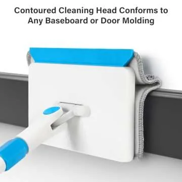 Cleaning Tools for Baseboard, Baseboard Cleaner Tool with Handle, 4 Reusable Cleaning Pads Wall Cleaner for Baseboards Cleaning, Ceiling, Wall, Floor, Shower Bathroom Kitchen